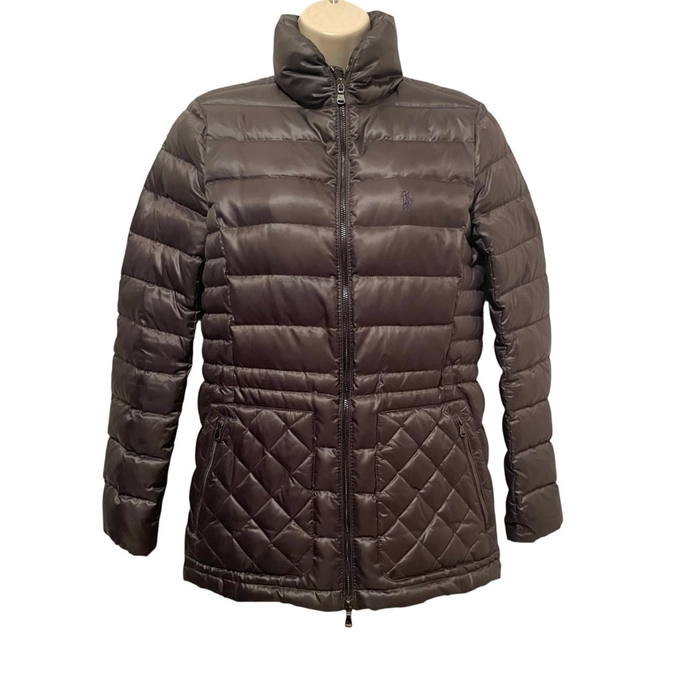Polo Ralph Lauren Women's Puffer Jacket Quilted Down Full Zip Gray size XS